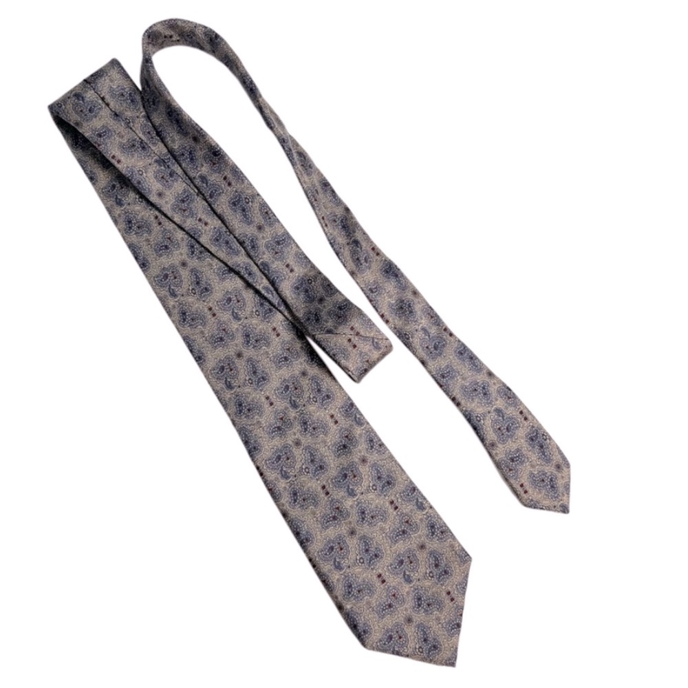 Christian Dior Tie‎ Blue Cream Paisley classic Silk